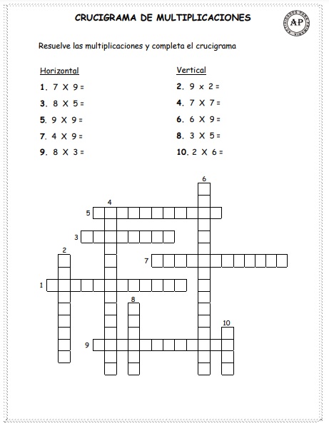 Crucigrama de multiplicación