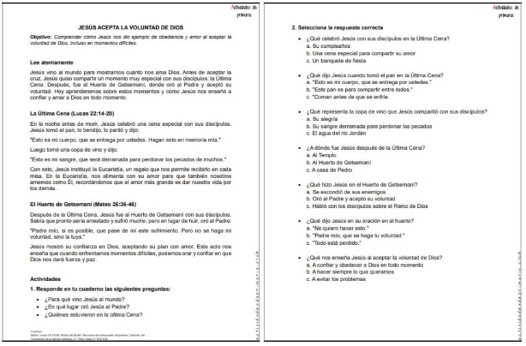 CLASE DE RELIGIÓN TERCER GRADO JESUS ACEPTA LA VOLUNTAD DE DIOS