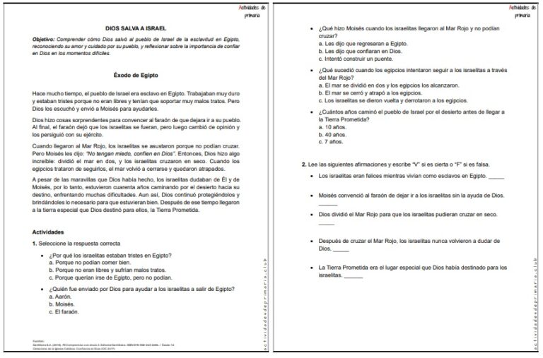 CLASE DE RELIGIÓN TERCER GRADO DIOS SALVA A ISRAEL