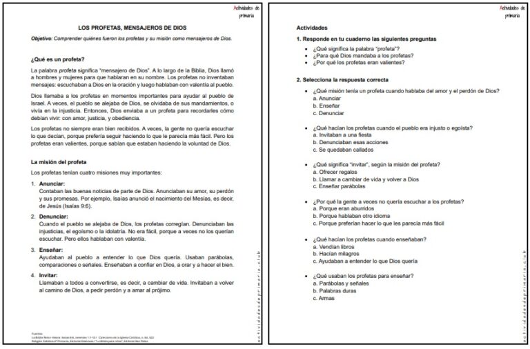 CLASE DE RELIGIÓN CUARTO GRADO - LOS PROFETAS MENSAJEROS DE DIOS