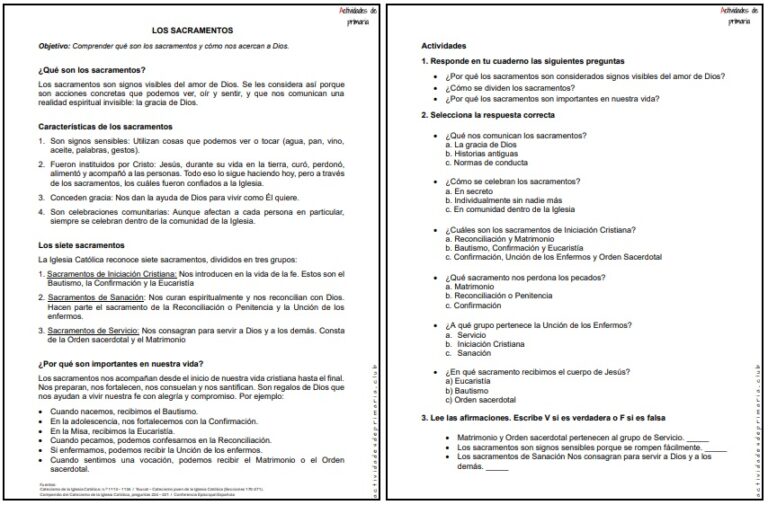 CLASE DE RELIGIÓN CUARTO GRADO - LOS SACRAMENTOS
