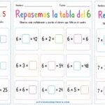 Repasemos las tablas de multiplicar. Tablas del 5-6-7. Hoja de trabajo imprimible para niños de primaria.