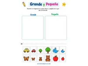 Clasificación de figuras grandes y pequeñas