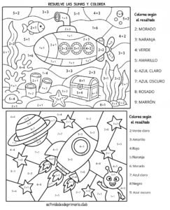 Sumar y colorear: Actividad de matemáticas para practicar sumas.